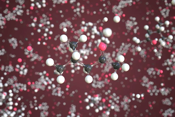 Молекула метилового изобутилкетона, научная молекулярная модель, 3d рендеринг — стоковое фото