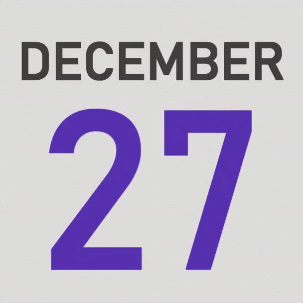 28. Dezember Datum hinter zerknülltem Papierblatt eines Kalenders, 3D-Animation — Stockvideo