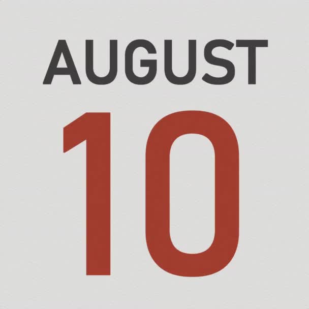 August 11 date behind crumpled paper page of a calendar, 3d animation — Stock Video