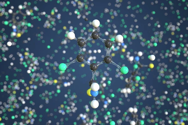 Chloorthiamide molecuul gemaakt met ballen, wetenschappelijk moleculair model. Chemische 3d-destructie — Stockfoto