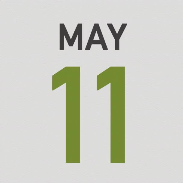 12 de maio data atrás da página rasgada de um calendário, animação 3d — Vídeo de Stock