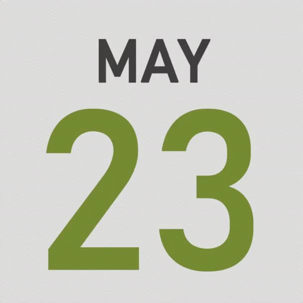 24 de mayo la fecha detrás de la página arrugada de papel del calendario, la animación 3d — Vídeo de stock