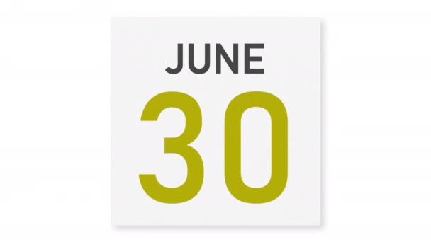 1 июля дата за скомканной бумажной страницей календаря, 3D анимация — стоковое видео