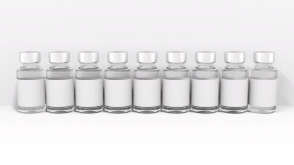 Медичні пляшки складають текст GONORRHEA. Концептуальна 3d анімація — стокове відео