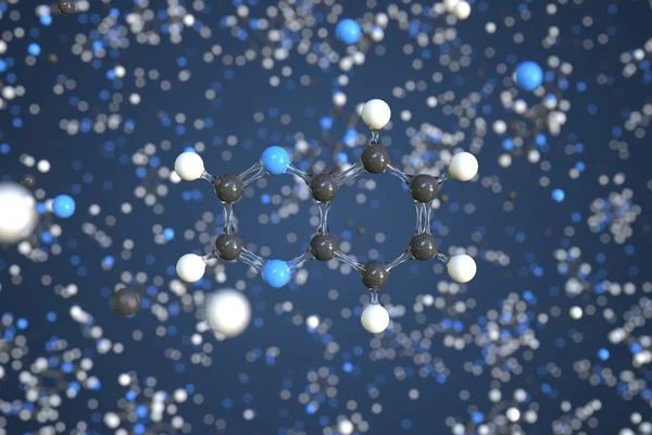 Molécule quinoxaline fabriquée avec des boules, modèle moléculaire scientifique. rendu chimique 3d — Photo