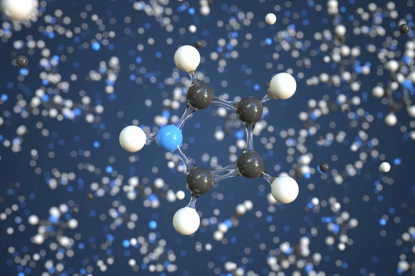 Molécule pyrrole, modèle moléculaire scientifique, rendu 3d — Photo