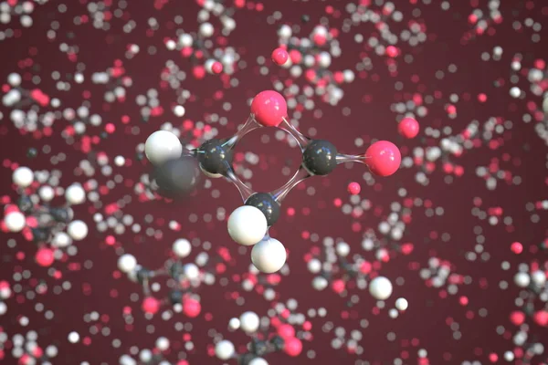 ボールで作られたプロピオラクトン分子,概念分子モデル.化学3Dレンダリング — ストック写真