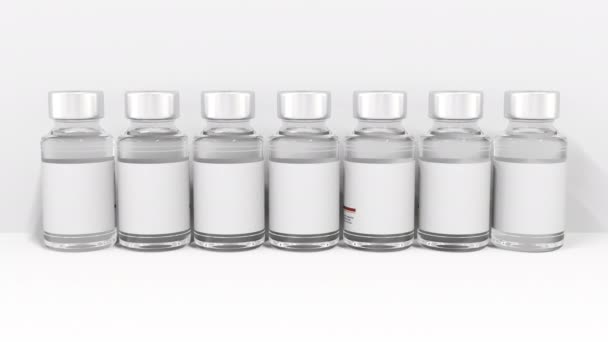 Butelki z lekami składają się z tekstu ANTHRAX. Animacja konceptualna 3d — Wideo stockowe