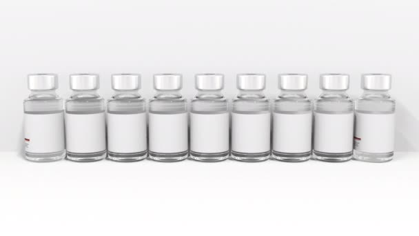 Cartas sobre frascos de medicina compõem texto PNEUMONIA, animação 3d conceitual — Vídeo de Stock