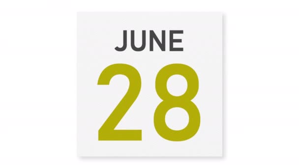 Tanggal 29 Juni di belakang kertas kusut halaman kalender, animasi 3d — Stok Video