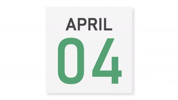 4月5日日期后皱折纸页日历，3D动画 — 图库视频影像