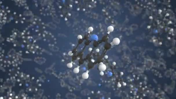 Molécula de Acridina, modelo molecular conceptual. Dibujo científico 3d animación — Vídeos de Stock