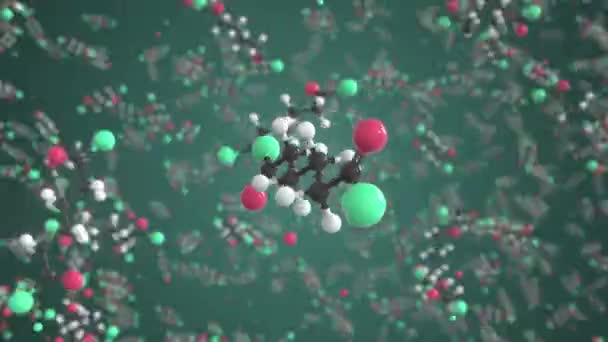 Adipoyldikloridmolekyl. Konceptuell molekylär modell. Kemisk looping 3D-animering — Stockvideo