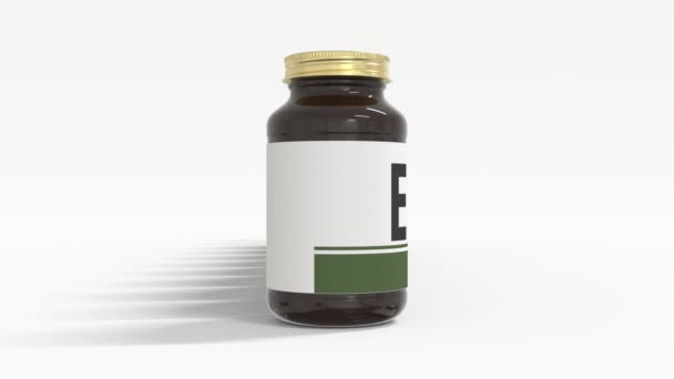 Текст ECHINACEA на медицинских бутылках. 3d анимация — стоковое видео