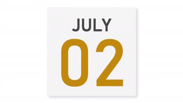 Julho 3 data atrás da página de papel amassada de um calendário, animação 3d — Vídeo de Stock