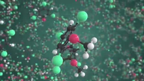 2,4,6-trikloroanisol molekül, kavramsal moleküler model. Bilimsel döngü 3d animasyonu — Stok video