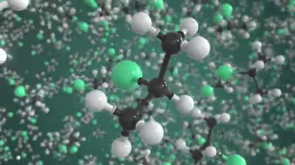 Molécula de 2-bromopropano, modelo molecular conceptual. Dibujo científico 3d animación — Vídeo de stock