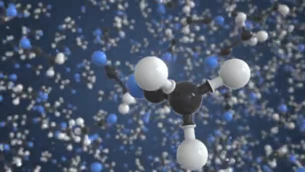 Molecule of acetonitrile, conceptual molecular model. Conceptual looping 3d animation — Stock video