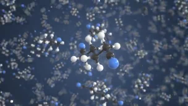 Molécula de adiponitrilo. Modelo molecular conceptual. Animación química en bucle 3d — Vídeo de stock
