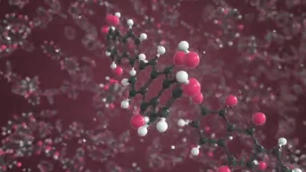 Молекула Алізаріна, концептуальна молекулярна модель. Наукова циклічна 3d анімація — стокове відео