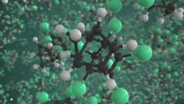 Molécule d'aldrine, modèle moléculaire conceptuel. Boucle scientifique animation 3d — Video