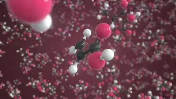 Molekul asam akrilik. Model molekul konseptual. Animasi 3d pengulangan kimia — Stok Video