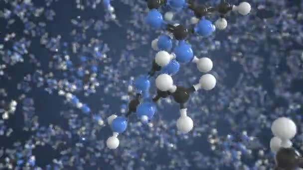Molécula de acetoguanamina, modelo molecular conceptual. Dibujo científico 3d animación — Vídeo de stock