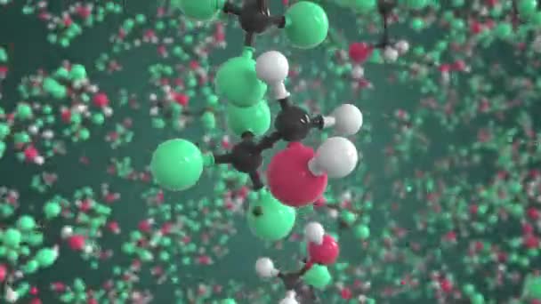 2,2,2,2-trifloroetanol molekülü, kavramsal moleküler model. Kavramsal döngü 3d canlandırması — Stok video