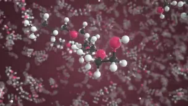 2-Butoxyethanol-Molekül, konzeptionelles molekulares Modell. Wissenschaftliche 3D-Animation in Schleifen — Stockvideo