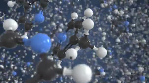4-picoline 의 분자 구조, 개념 분자 모형. 실제 로복잡기 3d 애니메이션 — 비디오