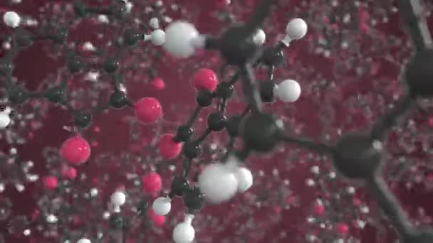 Asenafokinon molekülü. Kavramsal moleküler model. Kimyasal döngüleme 3d canlandırması — Stok video
