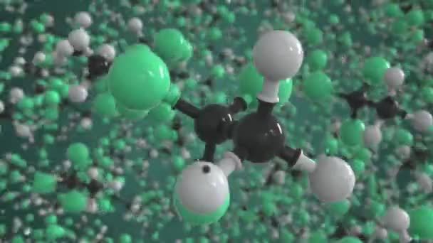 Molécula de 1,1,1-trifluoroetano, modelo molecular conceitual. Conceptual looping 3d animação — Vídeo de Stock