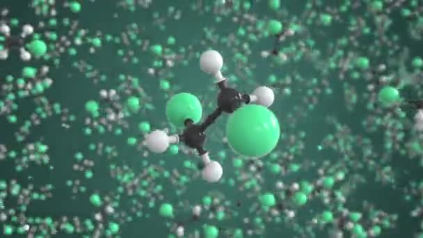 Molécula de 1,2-dibromoetano. Modelo molecular conceptual. Animación química en bucle 3d — Vídeo de stock