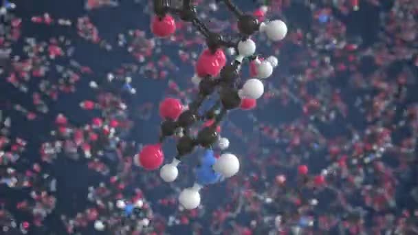 Molekyler av 5-amino-2-hydroxibensoesyra, konceptuell molekylär modell. Konceptuell looping 3D-animation — Stockvideo