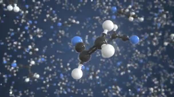 Molecola di acrilonitrile. Modello molecolare concettuale. Ciclo chimico animazione 3d — Video Stock