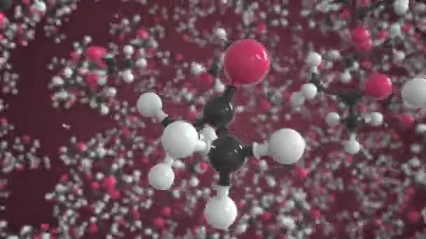 Molécula de acetona, modelo molecular conceptual. Dibujo científico 3d animación — Vídeos de Stock