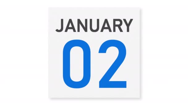 3 januari datum bakom skrynklig papperssida i en kalender, 3D-animation — Stockvideo