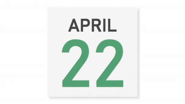 23 de abril data atrás da página de papel amassada de um calendário, animação 3d — Vídeo de Stock