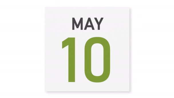 11 Mei tanggal di belakang kertas kusut halaman kalender, animasi 3d — Stok Video