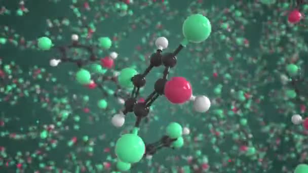 2,4,6-trichlorophenol molecule, conceptual molecular model. Scientific looping 3d animation — Stock video