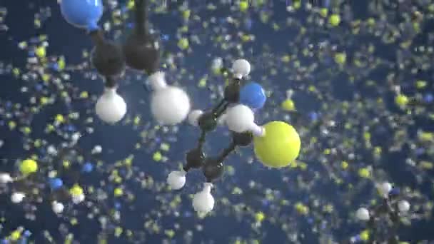 2-mercaptopyridine molecule. Conceptual molecular model. Chemical looping 3d animation — Stock video