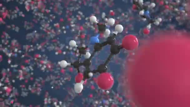 아드레노크롬 분자. 개념 분자 모델이죠. 화학 반응을 일으키는 3d 애니메이션 — 비디오