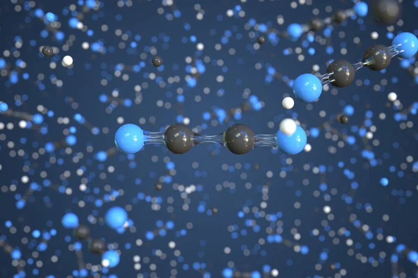 Molécule de cyanogène faite avec des boules, modèle moléculaire scientifique. rendu chimique 3d — Photo