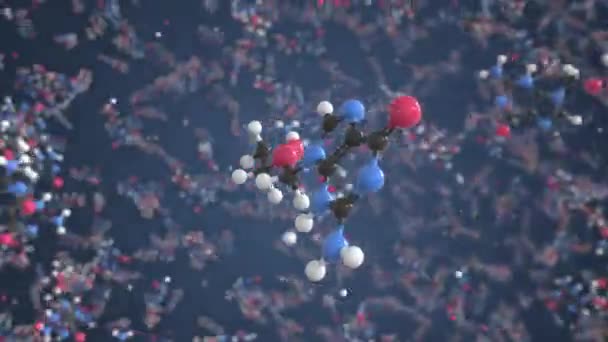 Cząsteczka Acyklowiru, konceptualny model molekularny. Animacja 3d pętli naukowej — Wideo stockowe