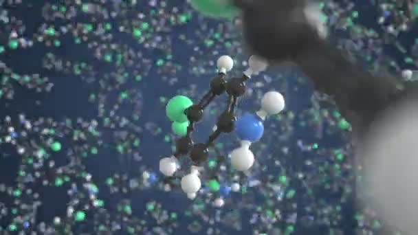 Molécule 4-chloroaniline. Modèle moléculaire conceptuel. Boucle chimique animation 3d — Video