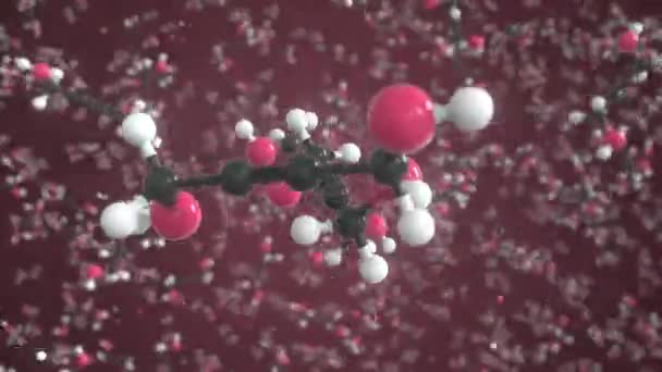 Molécula de 2-butyne-1,4-diol. Modelo molecular conceptual. Animación química en bucle 3d — Vídeo de stock