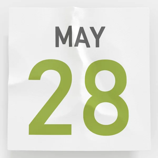 May 28 date on torn page of a calendar, 3d rendering — Stock Photo, Image