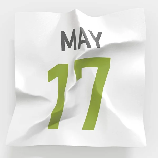 17 de maio data em página rasgada de um calendário, 3d renderização — Fotografia de Stock