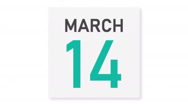 March 15 date after torn page of a paper calendar, 3d animation — Stock video