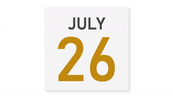 7月27日日期后皱折纸页日历，3D动画 — 图库视频影像